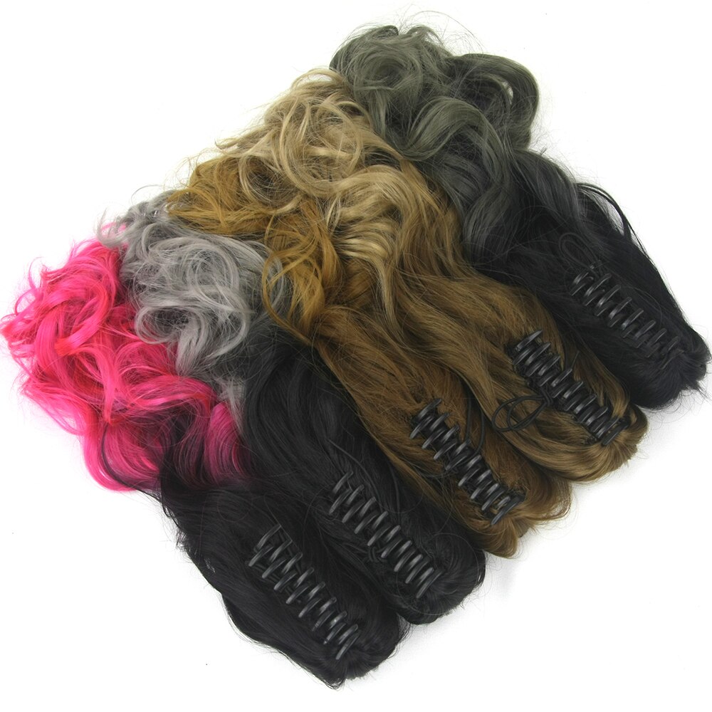 Soowee – Postiche Queue De Cheval synthétique à pince, 24 pouces, Extensions De cheveux ondulés gris ombré, Postiche Queue De Cheval