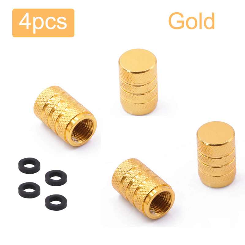 Auto Tire Valve Stems Cap Knurling Style Tire Valve Cap Aluminum Tire Wheel Stem Air Valve Cap for Car Truck Motorcycle SUV Bike: Gold