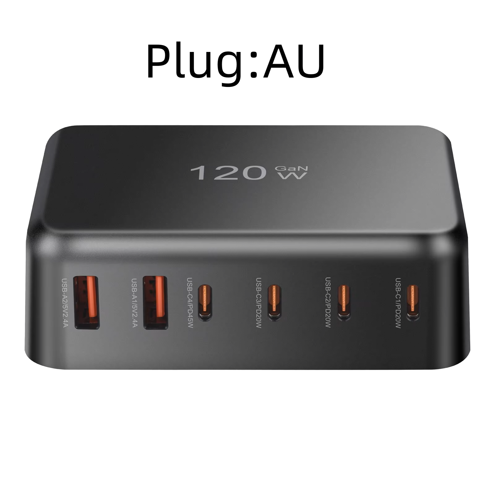 120w gan mobil ladestation 6- porte usb c vægoplader til strømadapter 45w/20w egnet til opladning af mobiltelefoner: Ch