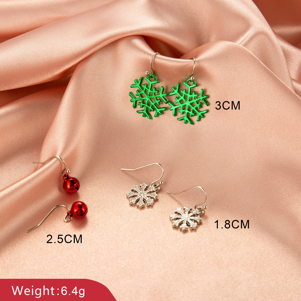 8Seasons Christmas Tree Snowflake Wreath Bell Hoop Earrings Women Multicolor Xmas ，1 Set /1 Pair: 9