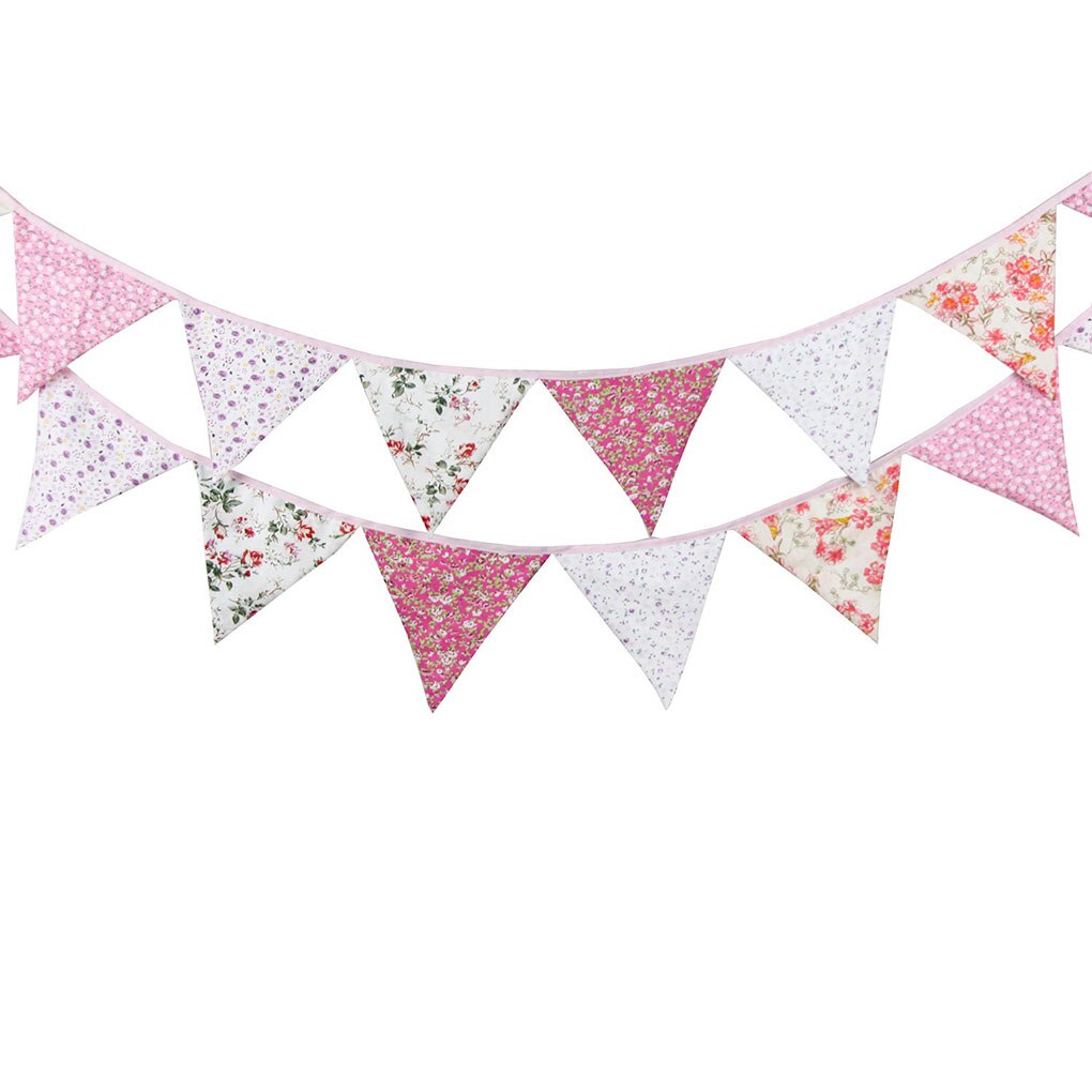 Birthday Bunting Banner Wedding Children'S Birthday Home Party Baby Shower Festival Cotton Pennant Decoration Accessories: Pink