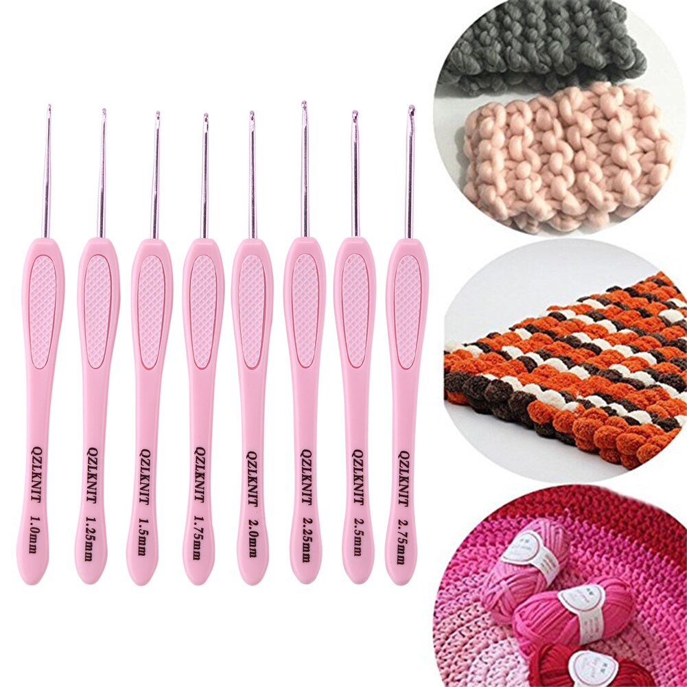 8Pcs Crochet Hook Set Plastic Handles Aluminum Knitting Needles Weave Craft Yarn Crochet Needles Knitting Sewing Tool 29