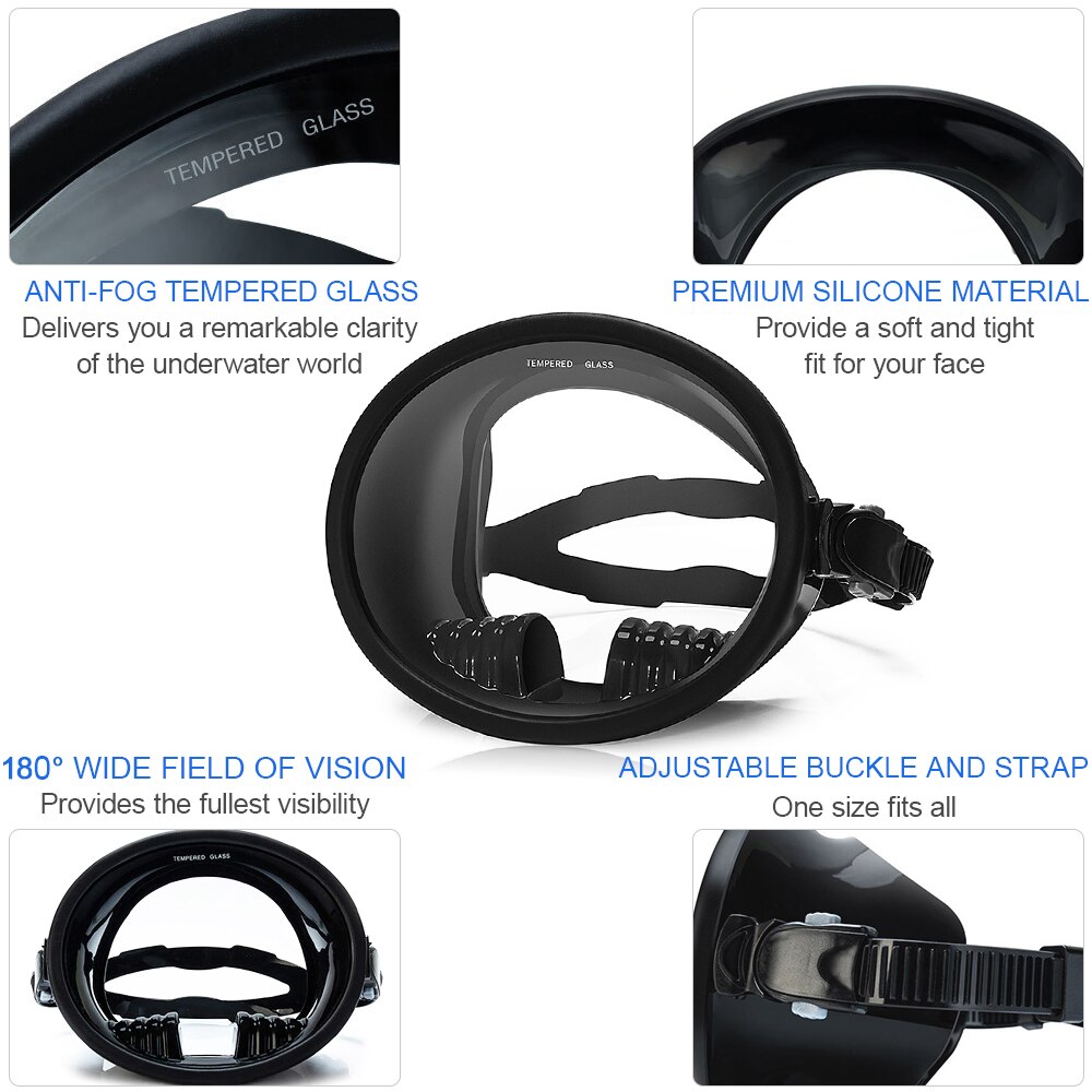Water Sports Diving Wide View Scuba Mask Watertight Anti-Fog Lens Underwater Snorkeling Spearfishing Full Diving Mask