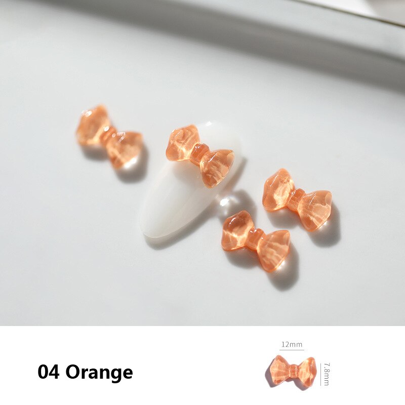 10 Uds. De lazos 3D para decoración de uñas, accesorios de manicura para manicura, adornos japoneses de colores, Semi transparentes: 04 orange