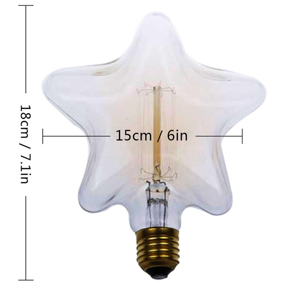 E27 Retro Edison Bulb Star Heart Shaped Beautiful High Brightness Bulb Glass Warm White Light Beautiful And