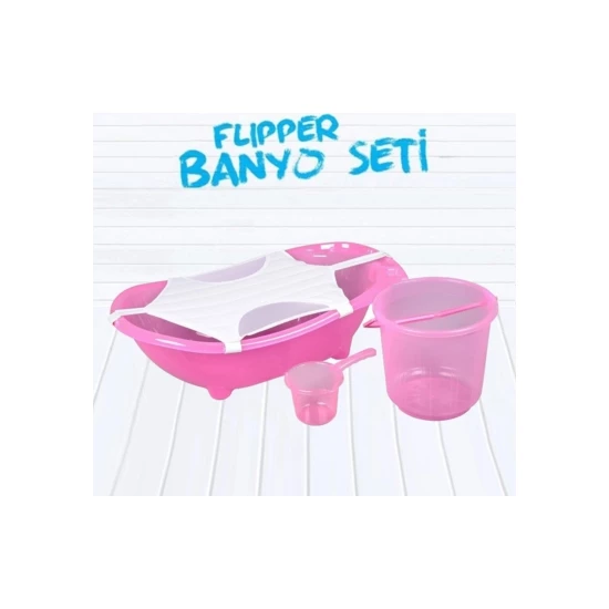 Flipper Baby Bath Tub Set-4'lü Bathtub Set: Pink