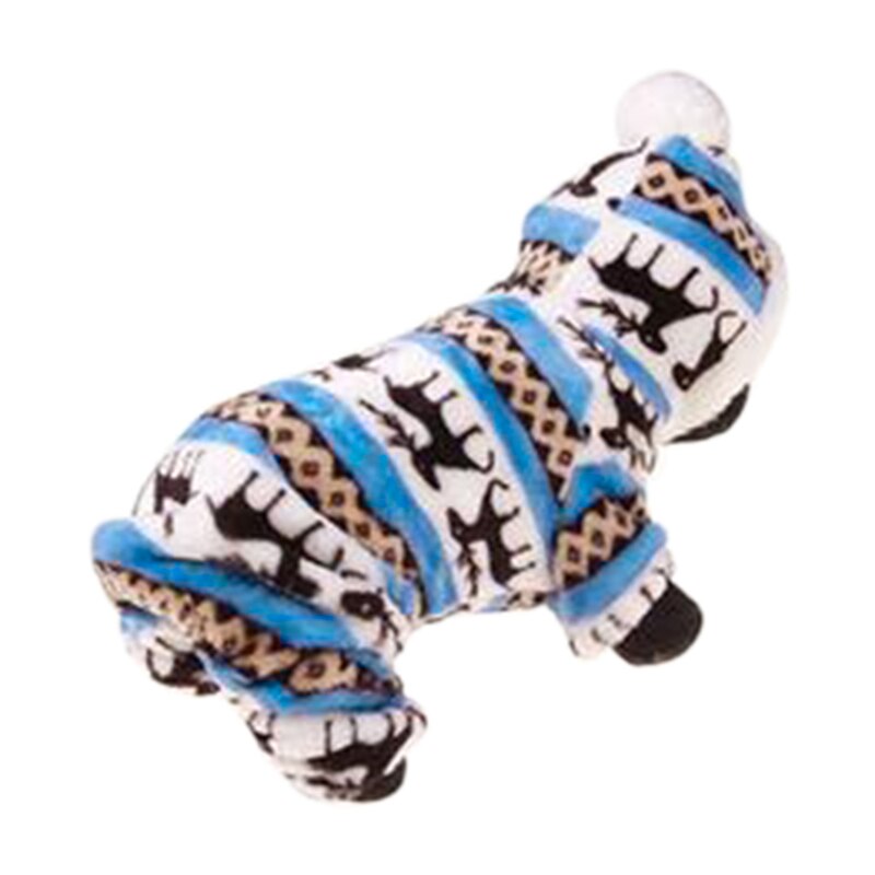 S/M/L/XL/XXL Coral Velvet Cold-proof Pets Dog Winter Cotton Coat Warm Small Deer Patterns Pet Dog Puppy Clothes: blue / S