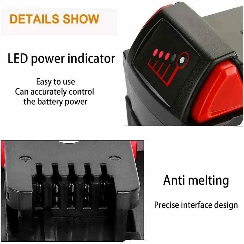 Batterie au Lithium 18V batterie Rechargeable originale 12Ah pour outil électrique Milwaukee M18 XC M18B2 M18B4 M18B5 Batteries avec chargeur