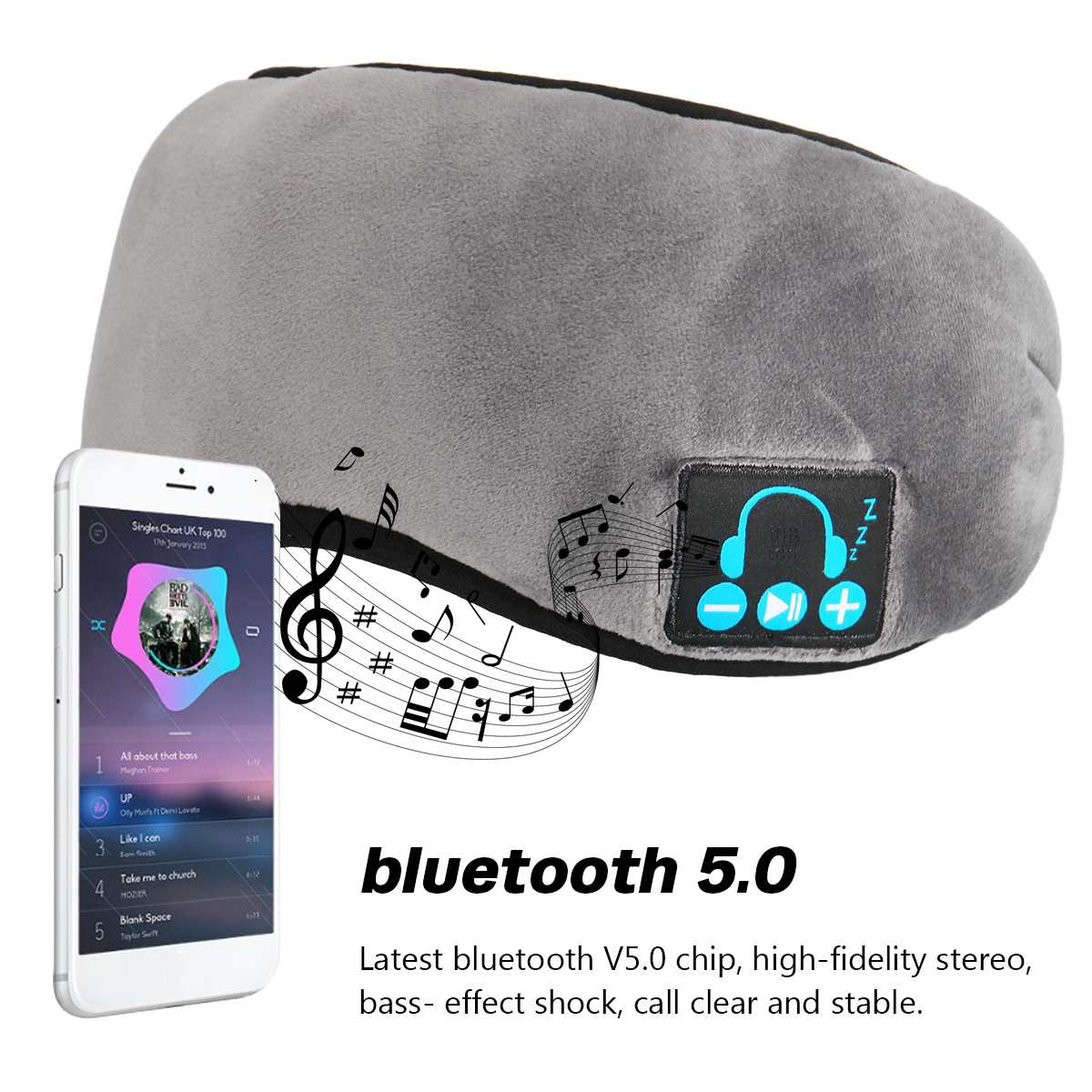 Sleep Headphone Bluetooth Sleep Mask Wireless Sleep Eye Mask Earphone Travel Eye Shades with Built-in Speakers Mic Handsfree mic