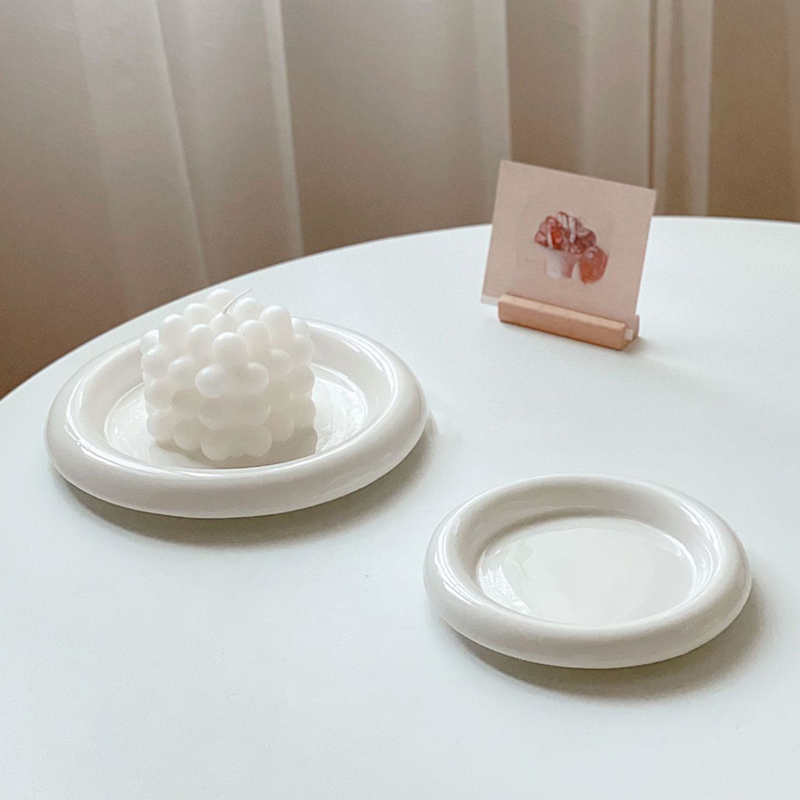 Chubby Porcelain Dessert Salad Plates Dinner Round Flat Plates for Steak Pasta Pizza Ceramic Unique Dinnerware