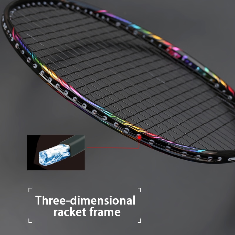 Super Light 8U Full Carbon Fiber Badminton Rackets With Bags String Racket Strung Padel Sports For Adult Kids