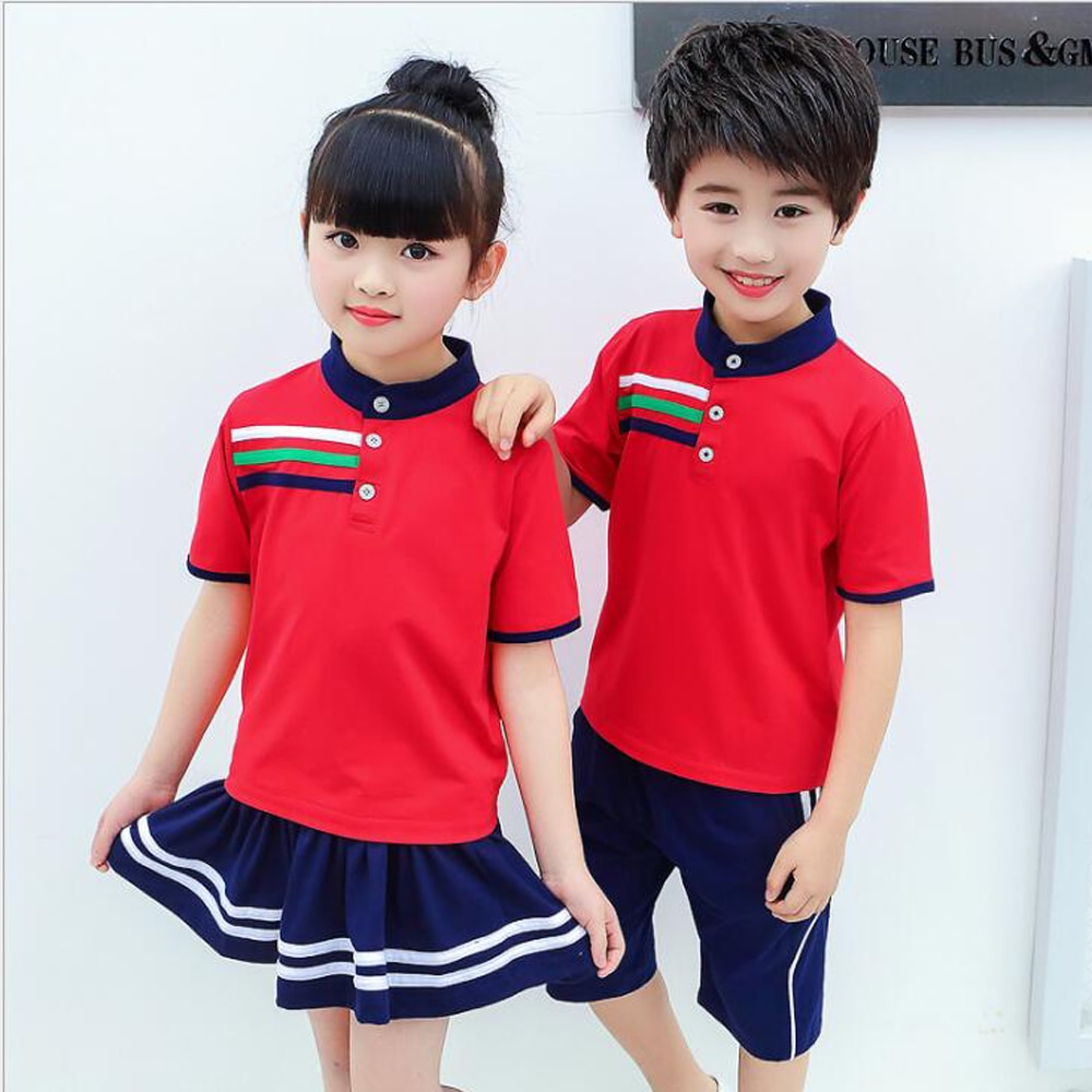 Red Plus Size Adults Children's Primary School Uniform Teen Students Chorus Costumes Kids Summer British School Uniforms Outfits