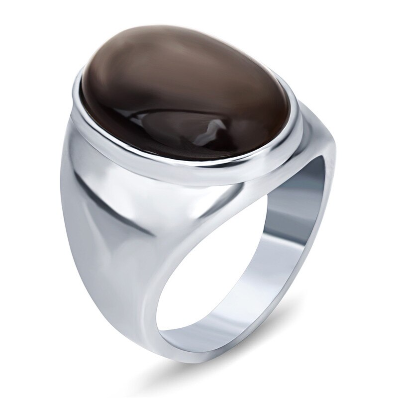 ZORCVENS Ring Rustfrit Stål Opal Oval Geometrisk Party Unisex