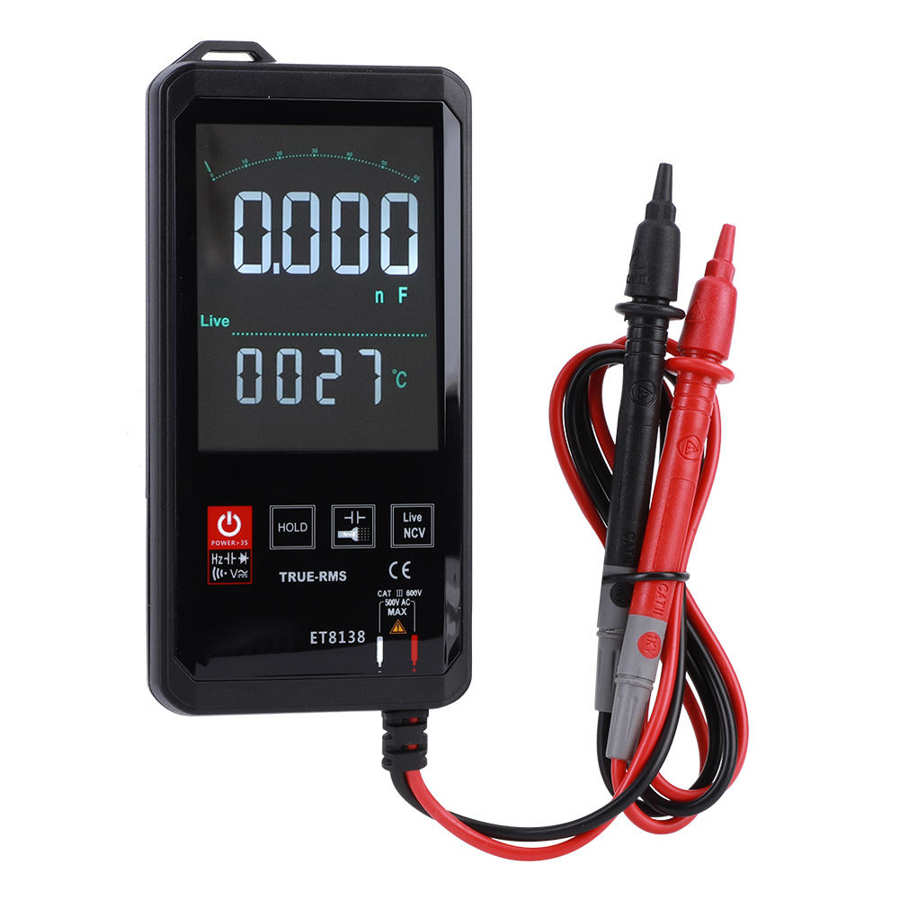 Portable Intelligent Touch Screen Digital Multimeter True RMS DC AC Transistor Capacitor DC AC Tester
