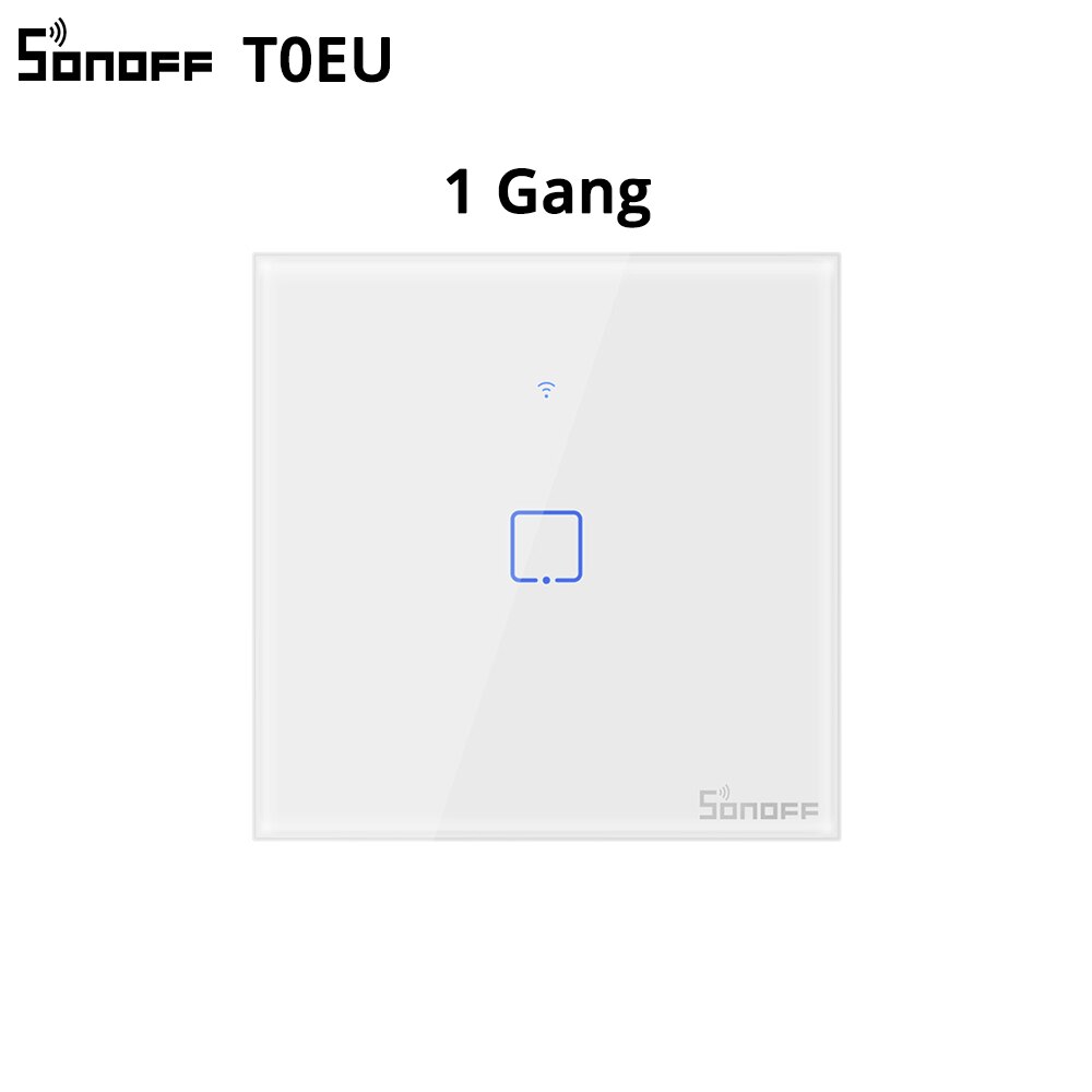 Sonoff-Interruptor de pared inteligente T0/T1, accesorio con Wifi, 1/2/3 entradas, táctil/WiFi/433 RF/aplicación remota, funciona con Alexa: T0 EU 1C