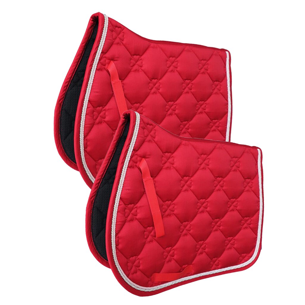 2pcs Equine Horse Quilted English Saddle PAD Trail Dressage Jumping Show, Equestrian Equipment Supplies