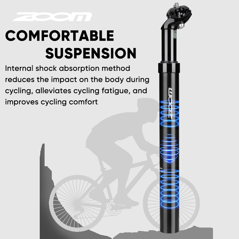 Tija de sillín con suspensión de bicicleta ZOOM, 27,2/31,6/28,6/30,4/30,8/33,9mm, tubo de asiento con suspensión MTB, amortiguador de 350mm, tija de sillín, piezas de bicicleta