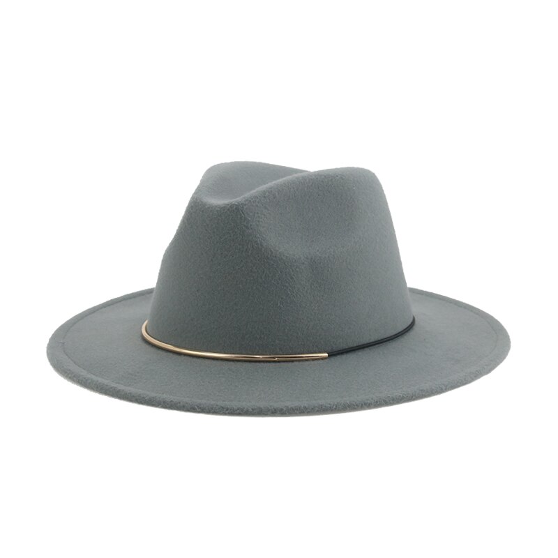 Sombreros de ala ancha Para hombre Y mujer, sombrero de Panamá, banda sólida, Formal, iglesia, boda, invierno,: grey