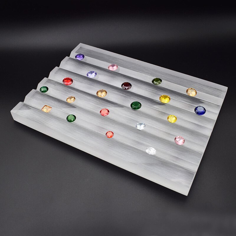 Akryl perle displaybakke ædelstensholder løs diamant vitrinesmykke smykker perler står sten arrangør pladekasser