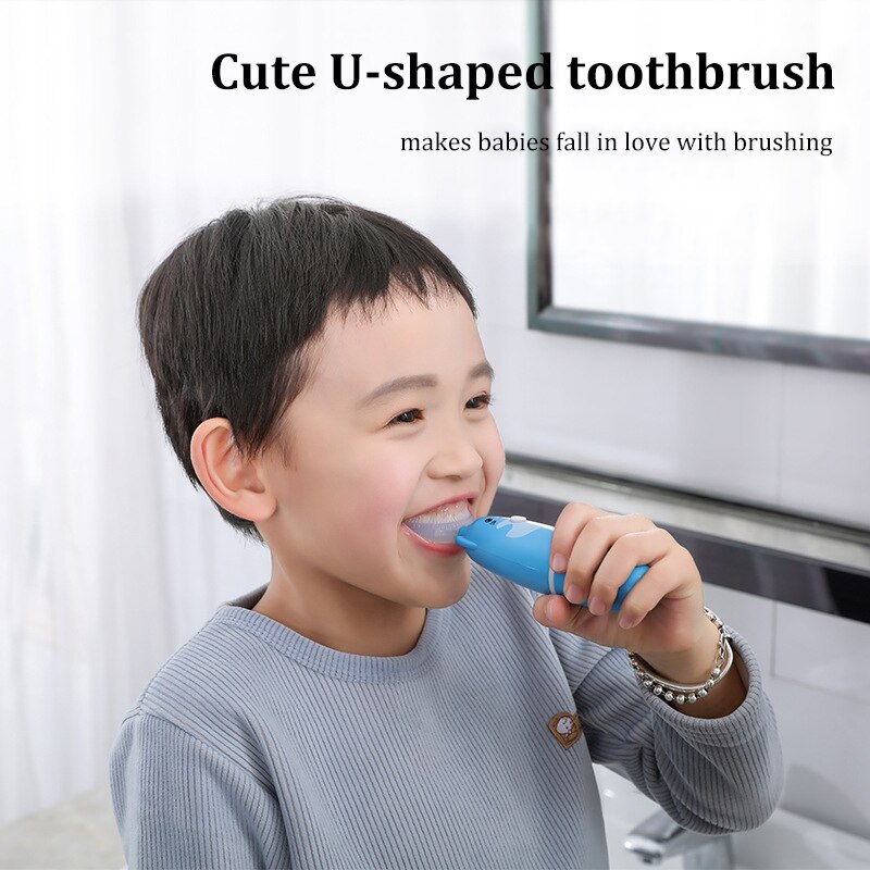Kinderen Tandenborstel U-vorm Elektrische Tandenborstel 360 Graden Reinigen Kids Silicone Automatische Ultrasone Tanden Tandenborstel