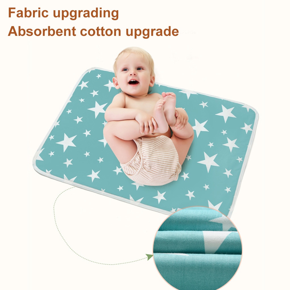 ¡Novedad de ! Colchón impermeable para bebé, colchoneta plegable lavable para bebés, colchoneta reutilizable para niños de algodón con dibujos animados, cojín de 50x70cm