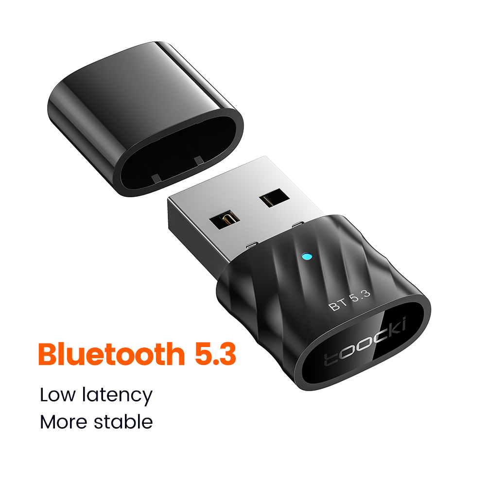 Toocki Bluetooth 5.3 USB Adapter Connector For Laptop Speaker Wireless Mouse Keyboard Music Audio Receiver USB Mini Transmitter: WHITE