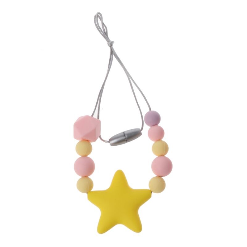 1PC Silicone collier de dentition avec des perles à mâcher pour bébé dents BPA gratuit maman soins infirmiers collier infantile jouet: Yellow