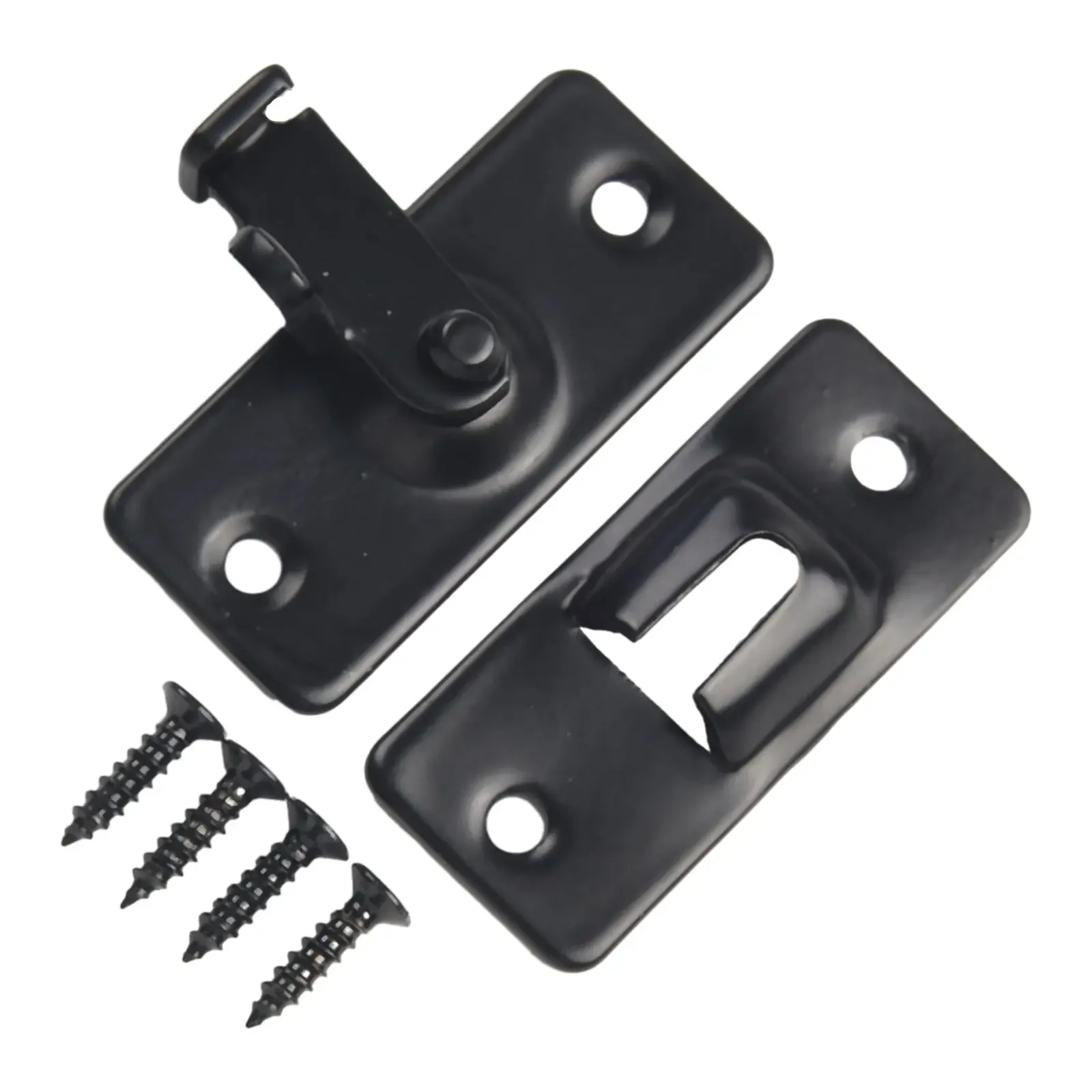 ~ Pestillo de puerta de acero inoxidable de 90 grados ~ hebilla de puerta pernos de bloqueo de gancho de ángulo recto ~ para enganche de puerta corredera Hardware de bloqueo de puerta corredera: Blanco y negro