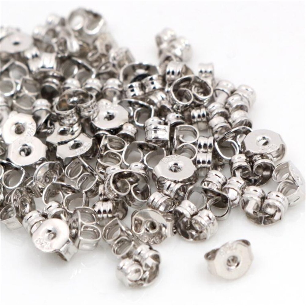 100pcs 925 Classic 6 Colors Plated Copper Metal Earring Back Plug Earring Settings Base Ear Studs Back