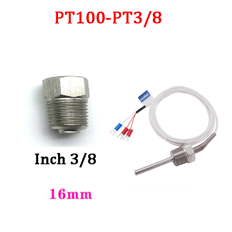 Inch PT100/K Stainless Steel Fixed Thread Platinum Thermal Resistance Thermocouple Waterproof Temperature Sensor Probe: green