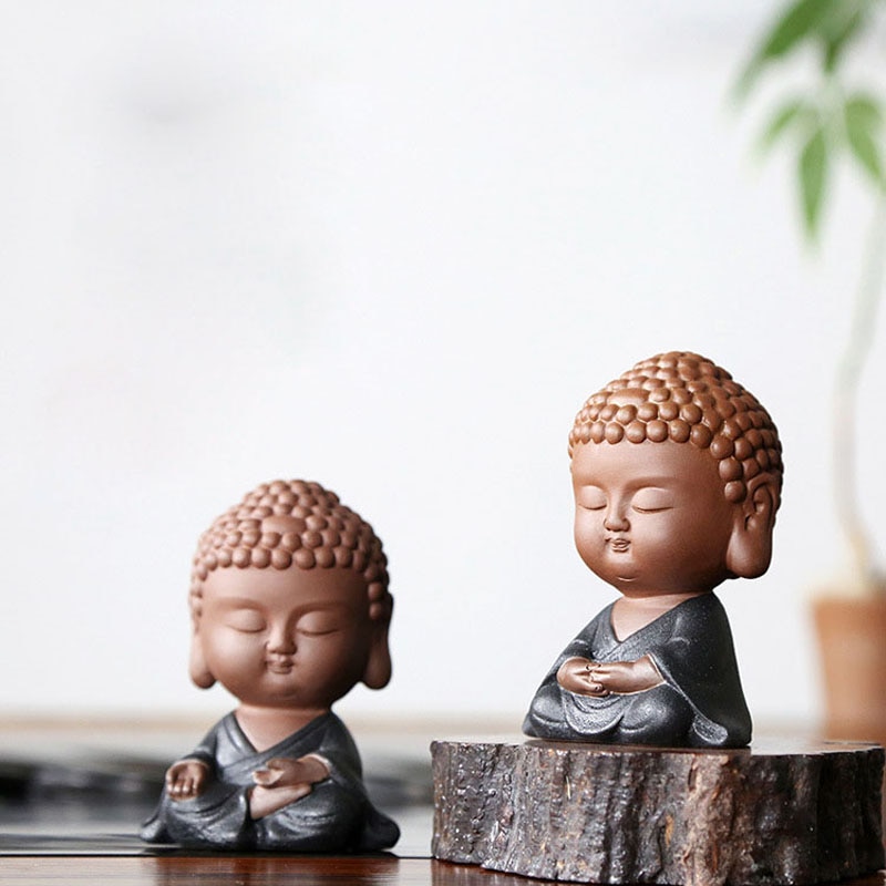 Thé chinois en céramique, petit bouddha Zen, décoration de la maison, ornements de thé, accessoires de Table pour animaux de compagnie