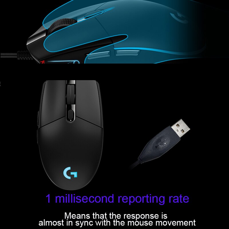 Logitech G102/G102 Tweede Generatie Bedrade Muis Voor Windows 10/8/7 Game Muis Met 6000 Dpi Optische Rgb verlichting Voor Pc/Desktop