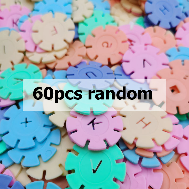 60/100/200pcs Early Education Insert Bag Snowflake Buliding Block Set Baby Puzzle Plastic Assembling Buliding Blocks Toys DDJ: Brown