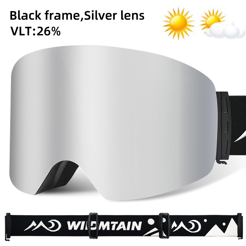 WILDMTAIN Best Ski Goggles Snowboard Dual Layers Anti fog Skiing Snow Goggles, UV Protection Ski Glasses for Men Women Youth: Silver