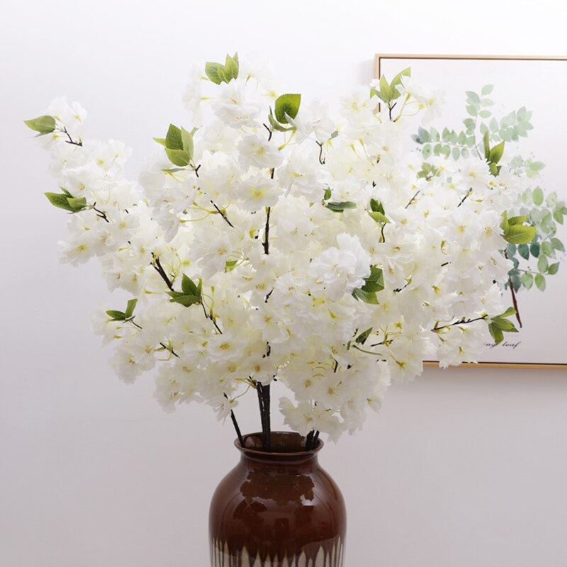 Artificial Cherry Blossom Pink White Cherry Tree Silk Flower Spring Cherry DIY Bonsai Arch Wedding Props Home Decoration