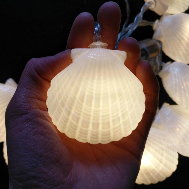 Snäckskalslampor led ljus för ananas julgransfest bbq bröllopsinredning foto diy rekvisita