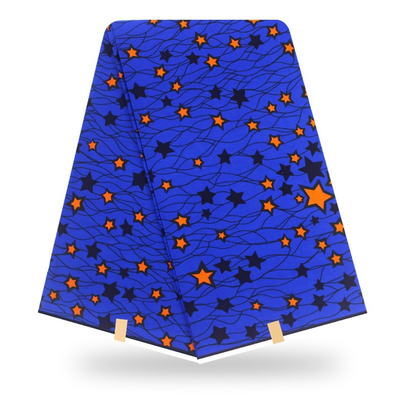 Tela de impresión de cera africana de ankara, tela con de estrellas de cera Batik, 6 yardas, auténtico Batik de cera para vestido H22: 18