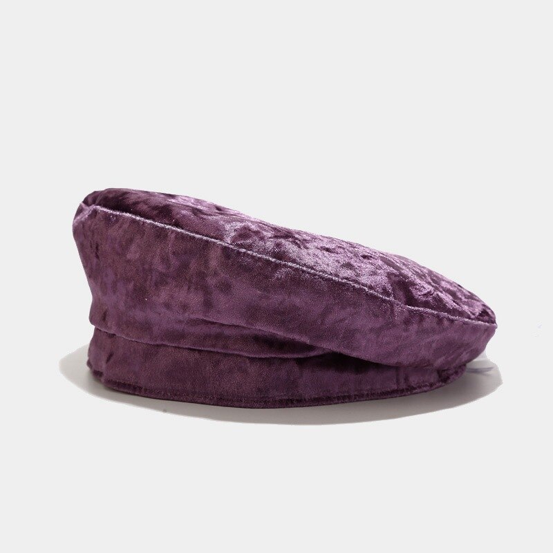 beret lue dame vinter måke fløyel ensfarget uformelt marine lue retro varm lue