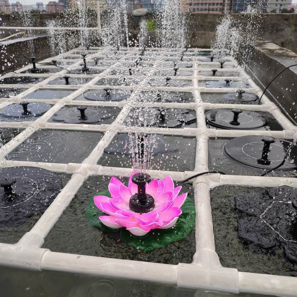 Lotus Flower Solar Power Fountain Water Pump Outdoor Courtyard Landscape Garden Pool Pond Fountain Bird Bath Waterfull Decor
