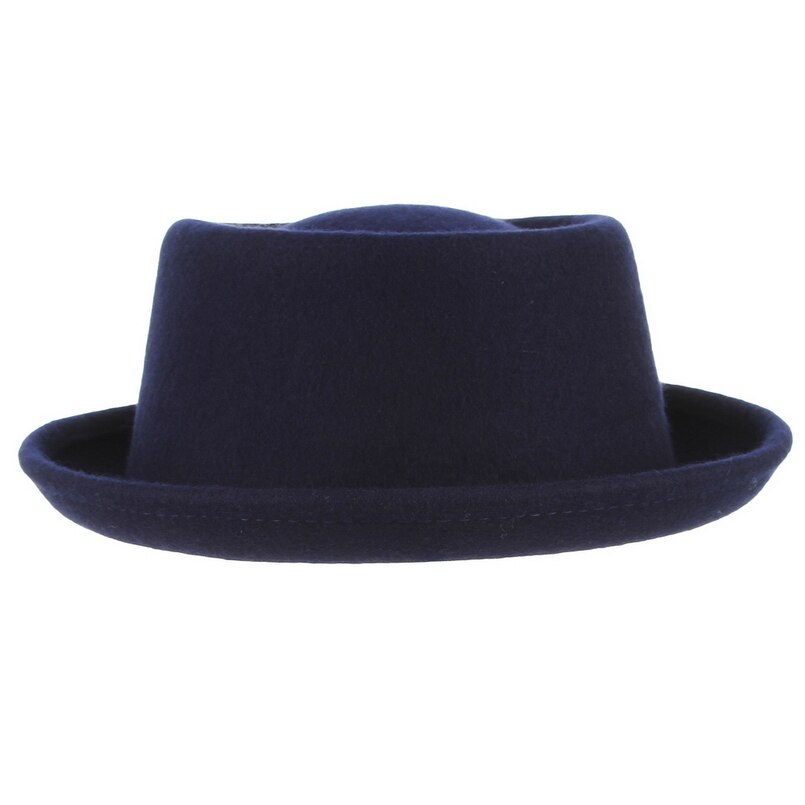 GEMVIE Classic 100% Wool Soft Felt Pork Pie Hat Fedora For Men Women Autumn Winter Wool Hat Curved Brim: Blue