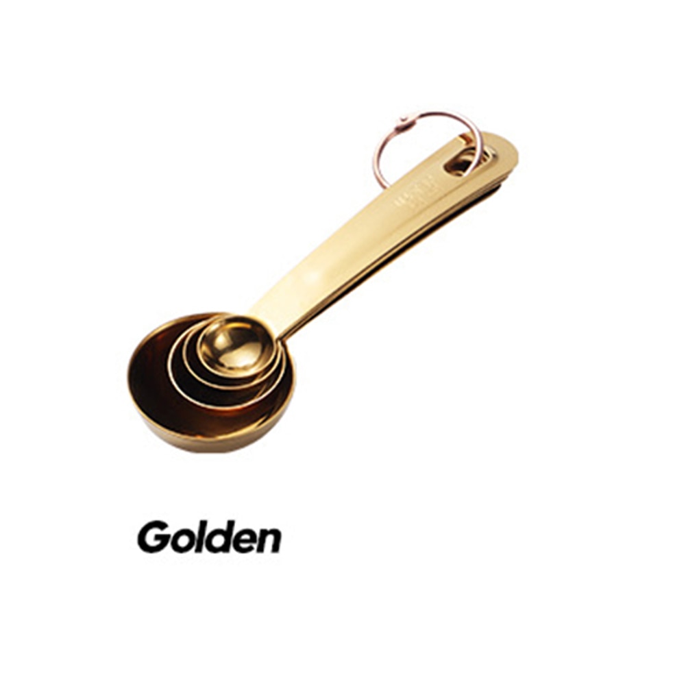 Full rostfritt stål mätkopp sked kök bakning matlagning verktyg set rosa guld skedar kök levererar mesuring koppar: D