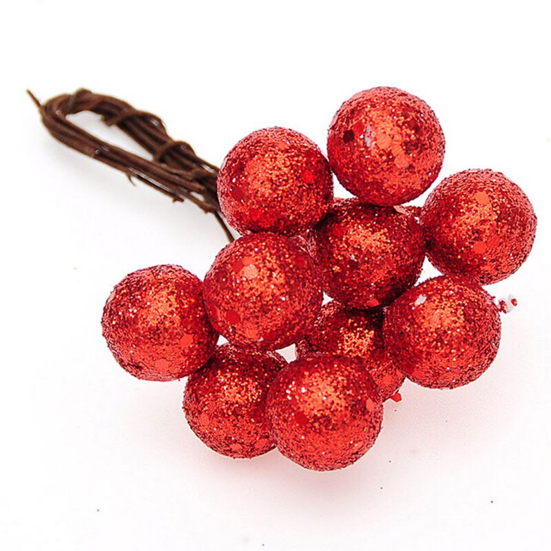 10 st / parti röd sliver guld julgran hängande kulor frukt boll hängande bollar fest jul dekoration leveranser