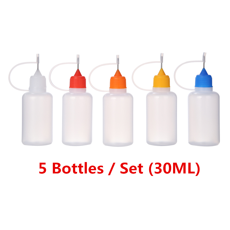 QWELL 5pcs/set 10/20/30/60ML Needle Tip Bottles Empty Applicator Bottles for DIY Liquid Paint Glue Craft Dropper Dispenser: 30ml