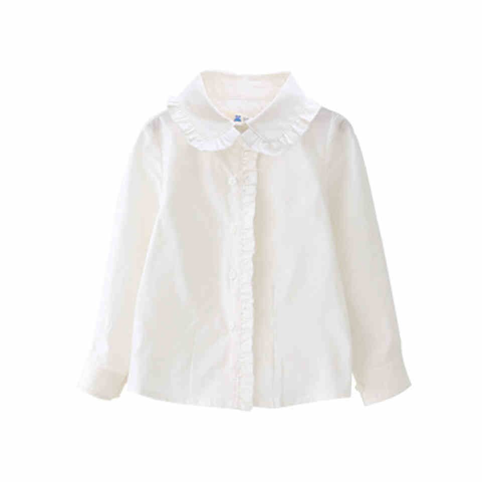 Students White Shirts For Girls School Uniforms Cotton Turn-Down Collar Blouses Girls Cotton Blouses Autumn Teenage Kids Clothes