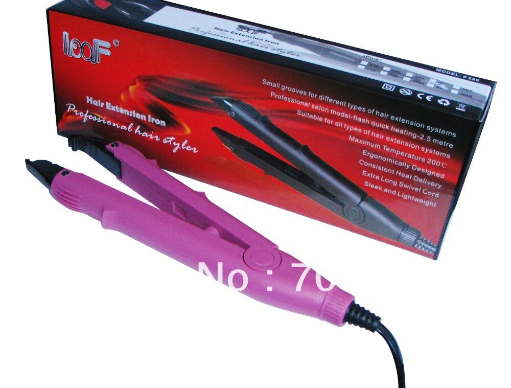 Pink farve flad plade fusion hair extension keratin bonding tool heat iron jr -610