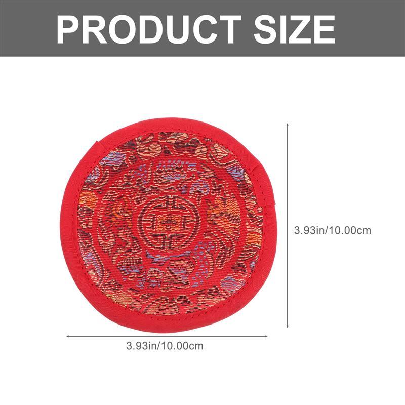 1pc Tibetan Meditation Singing Bowl Cushion Pillow Ritual Instruments Buddhist Sound Therapy Bowl Mallet Mat Handmade Carft: Red