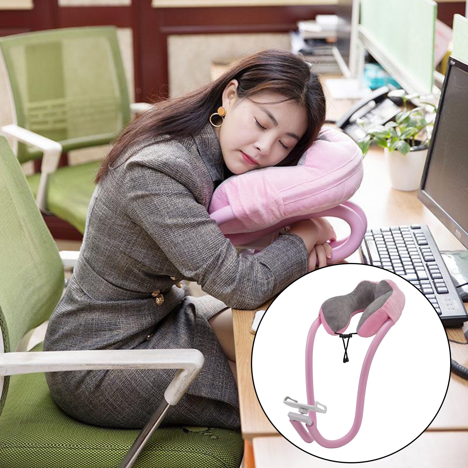 U-Vormige Hals Kussen Met Zwanenhals Tablet Telefoon Houder Slaap Kussen Met Flexibele Telefoon Lezen Houder Voor Travel Office: Pink