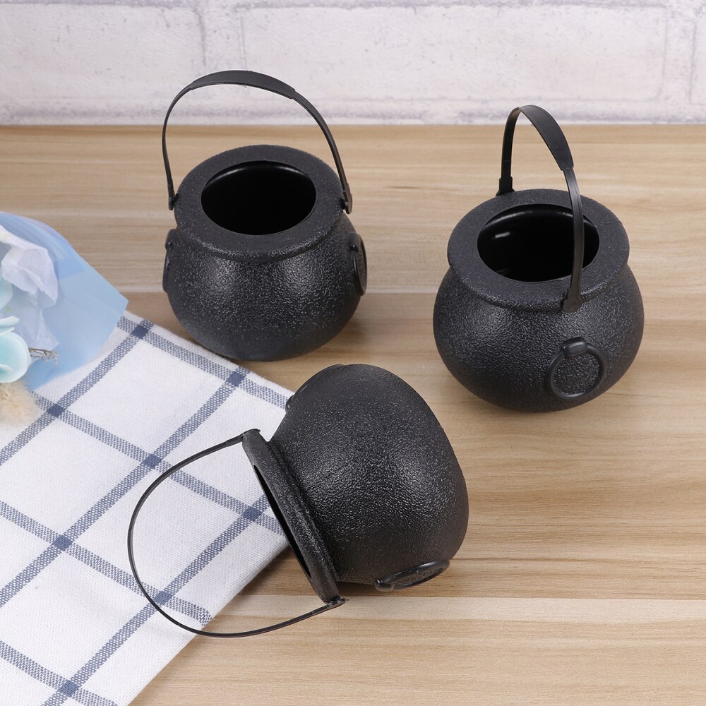 10pcs 5x7cm Candy Bucket Witch's Cauldron Trick or Treat Candy Pail Holder (Black)