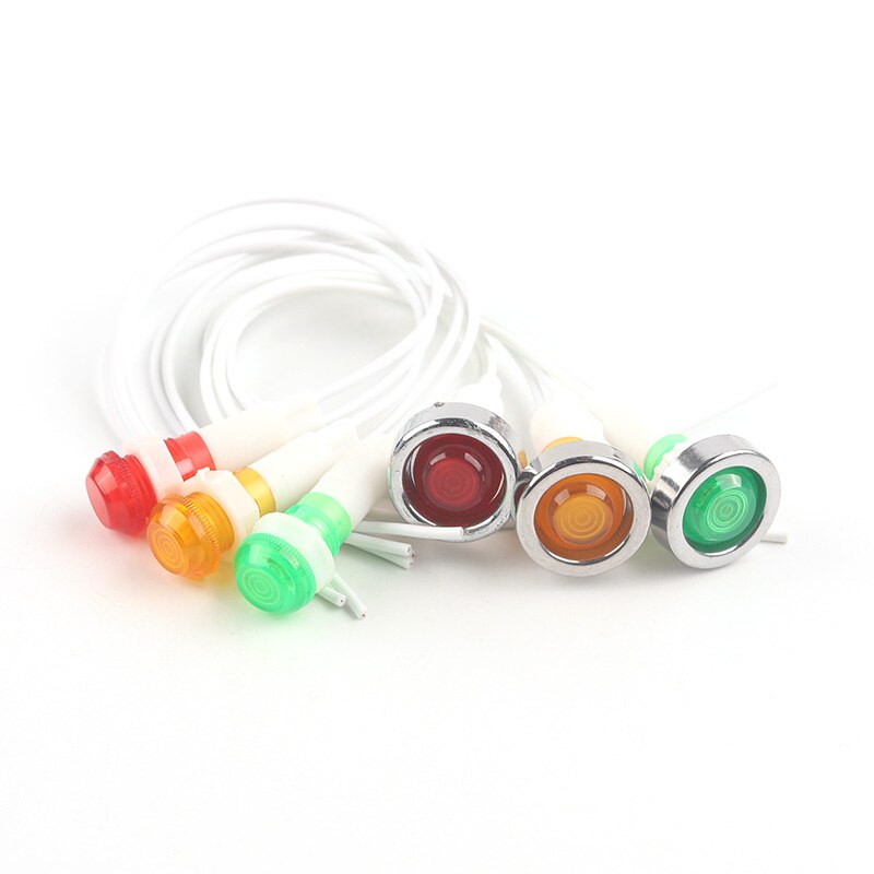 5PCS Guiding Signal Lamp 12V 24V 220V 380V 10mm Power Indicator Panel Mount Red Green Yellow LED Indicator Mounting Hole 10mm
