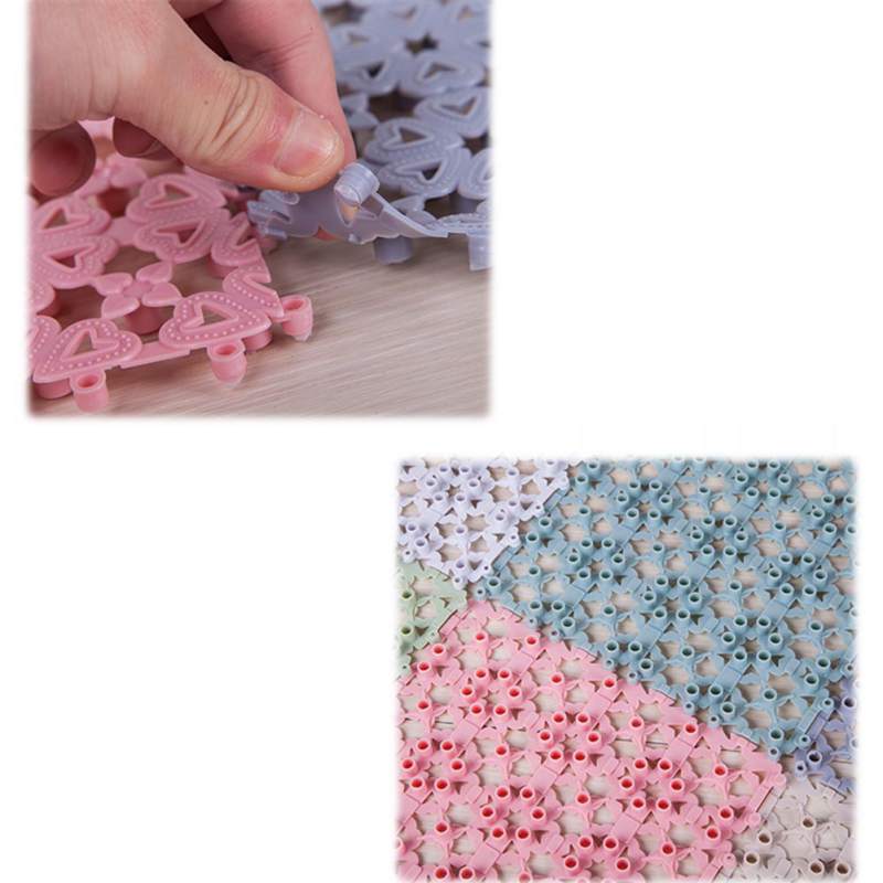 Diy enkelt teppe godteri farge pe plast kjærlighet pad gratis mosaikk dusj matte anti-skli matte bad dusj